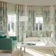 Modern turquoise curtains in the interior: features, combinations, types and design White tulle with turquoise curtains